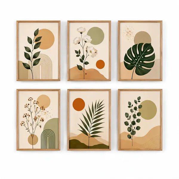 Wooden_Botanical_Abstract_Framed_Wall_Art_Set