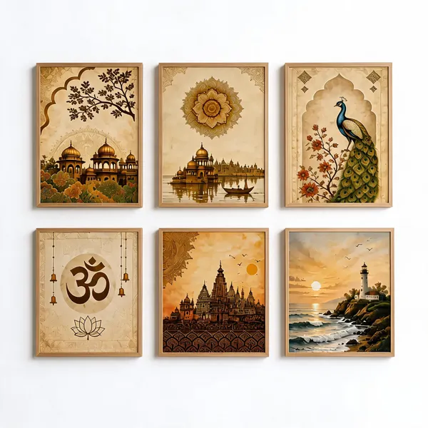 Wooden_Traditional_Indian_Art_Set_Of_6_Wall_Panels