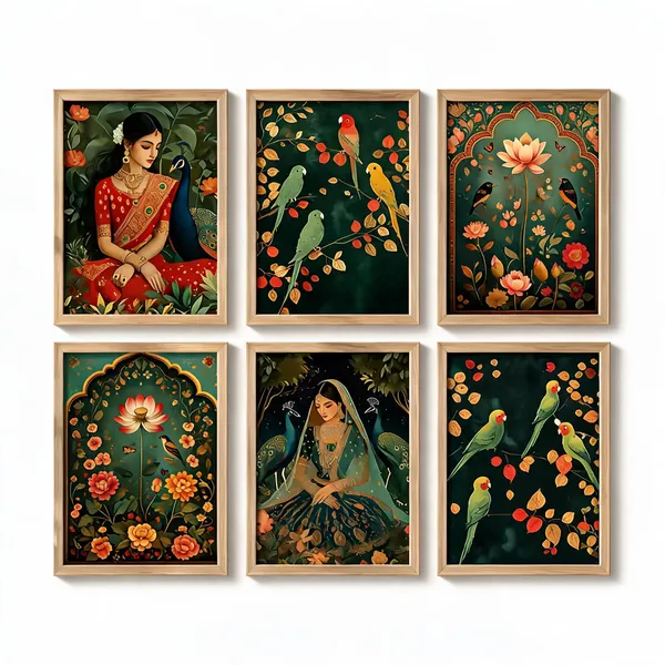 Wooden_Traditional_Floral_Art_Framed_Wall_Painting_Set