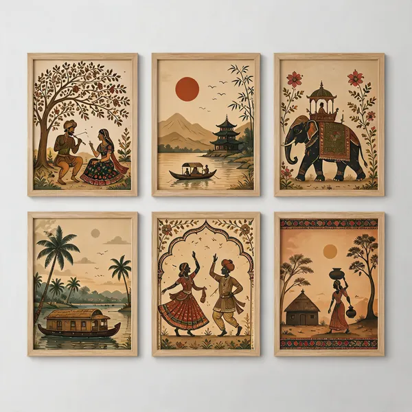 Wooden_Vintage_Indian_Art_Set_Of_6_Wall_Frames