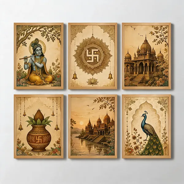 Traditional_Indian_Religious_Art_Set_Of_6_Framed_Wall_Decor