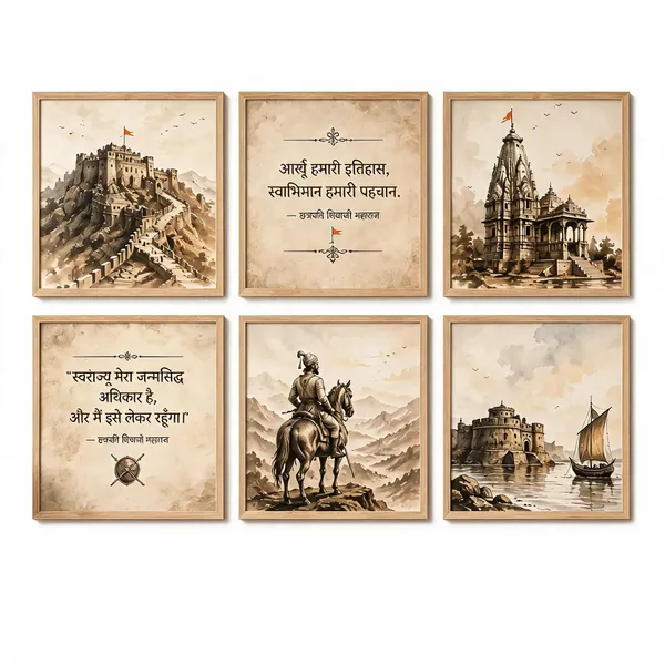 Wood-Tone_Historical_Maratha_Wall_Art_Set