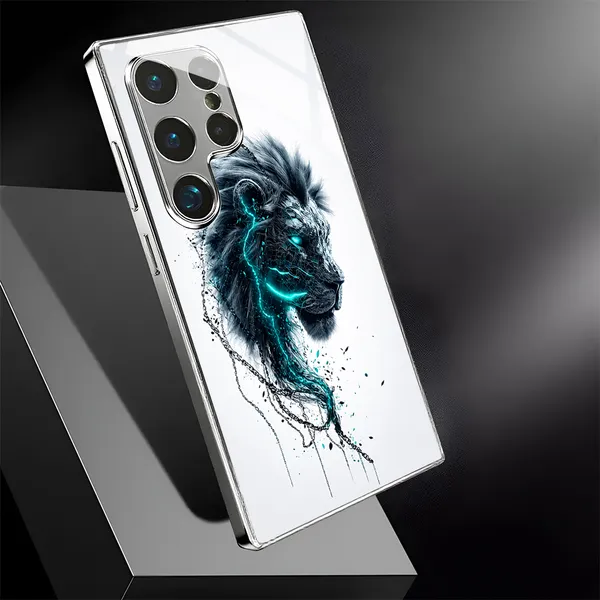 White_Lion_Print_Phone_Case