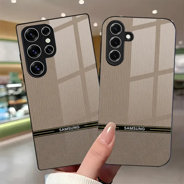 Beige_Textured_Phone_Case_With_Black_Gold_Stripe