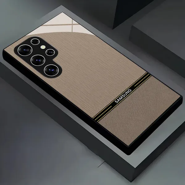 Beige_Textured_Phone_Case_With_Black_Gold_Stripe