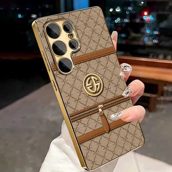 Brown_Leather_Look_Zip_Detail_Phone_Case_for_Smartphones