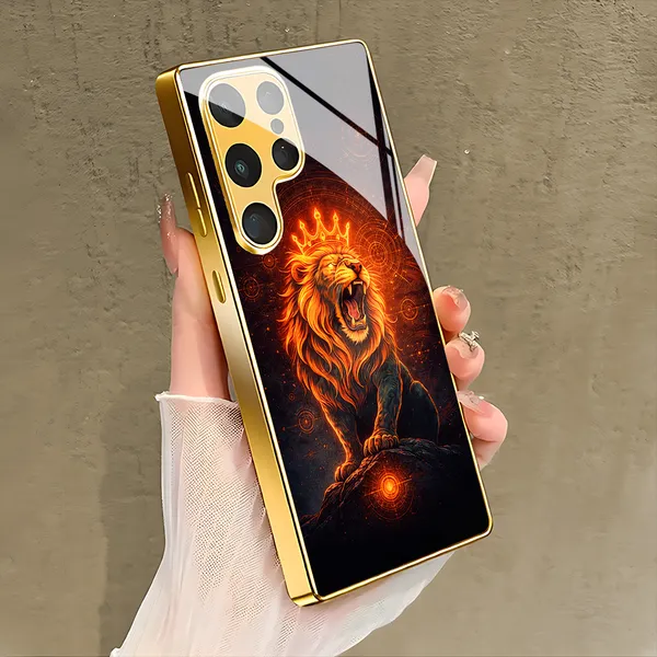 Lion_Print_Gold_Edge_Mobile_Phone_Case