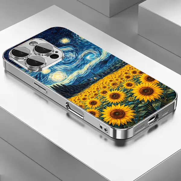 Silver_Starry_Night_Sunflower_Print_Phone_Case