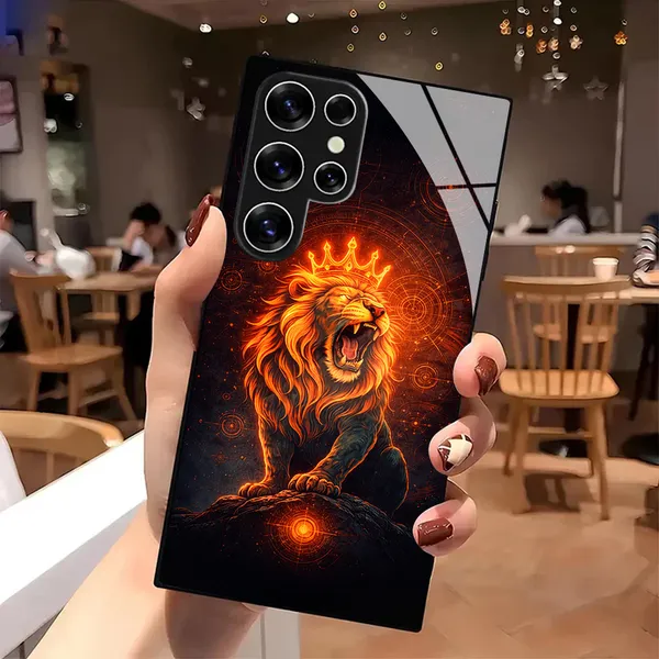 Lion_Print_Gold_Edge_Mobile_Phone_Case
