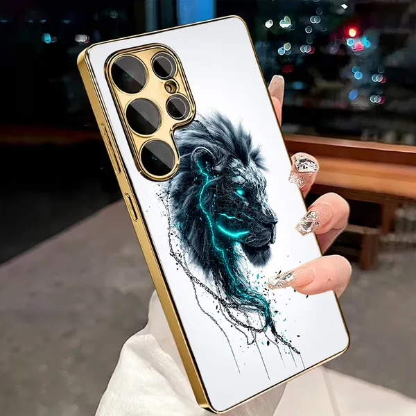 White_Lion_Print_Phone_Case