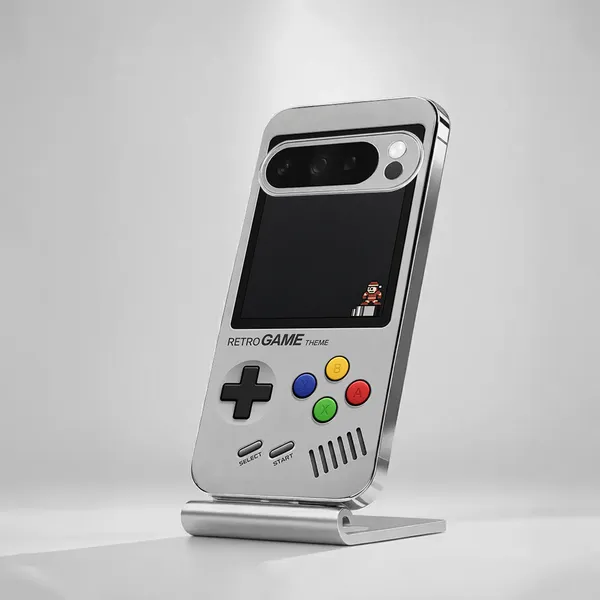 Gray_Retro_Game_Theme_Mobile_Phone_Case