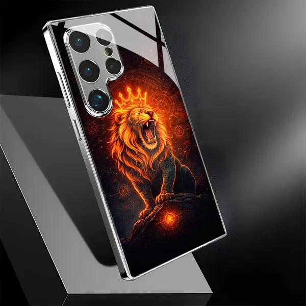 Lion_Print_Gold_Edge_Mobile_Phone_Case