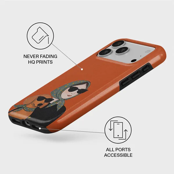 Orange_Printed_Phone_Case_With_Woman_And_Dog_Design