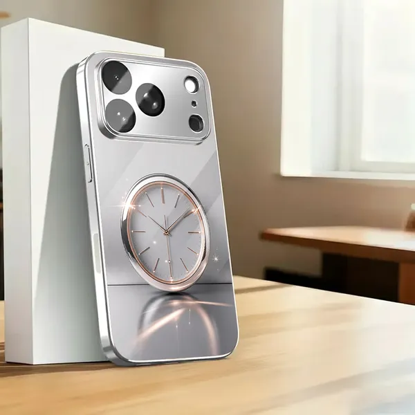 Silver_Analog_Clock_Design_Phone_Case
