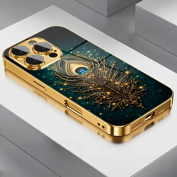 Gold_Peacock_Print_Protective_Phone_Case