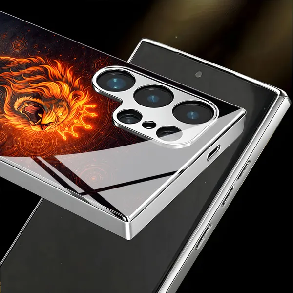 Lion_Print_Gold_Edge_Mobile_Phone_Case