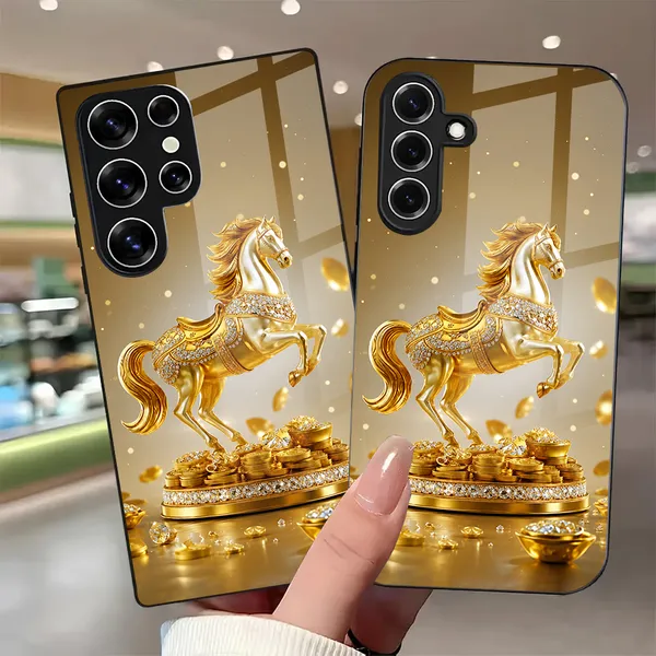 Gold_Horse_Design_Phone_Case