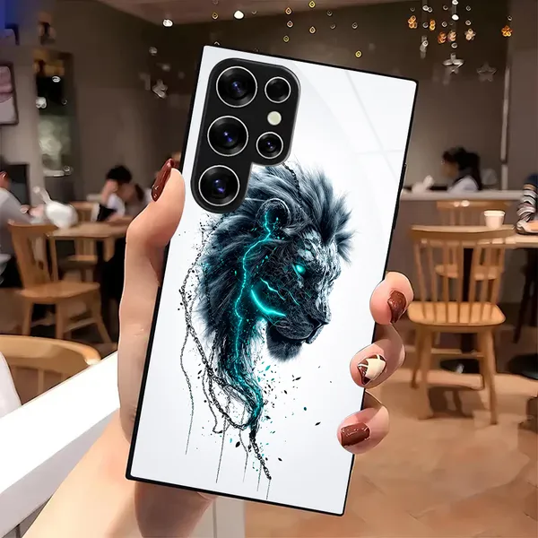 White_Lion_Print_Phone_Case