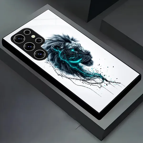 White_Lion_Print_Phone_Case