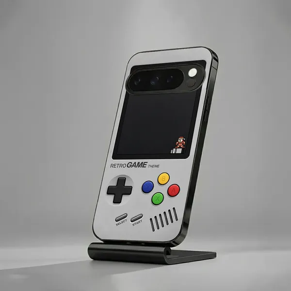 Gray_Retro_Game_Theme_Mobile_Phone_Case