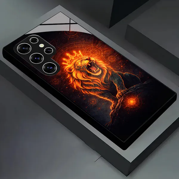 Lion_Print_Gold_Edge_Mobile_Phone_Case