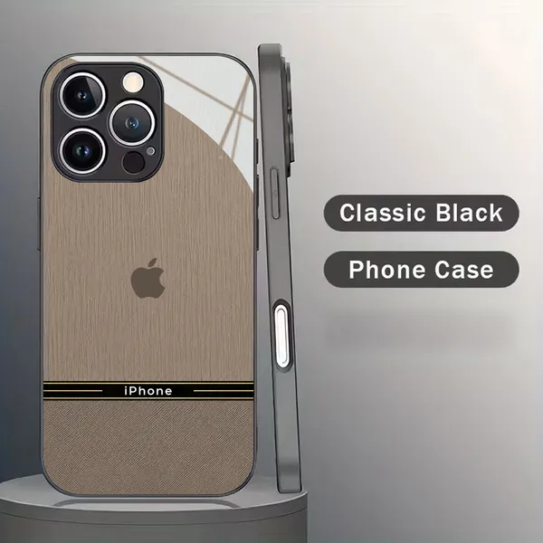 Beige_Textured_Phone_Case_With_Black_Gold_Stripe
