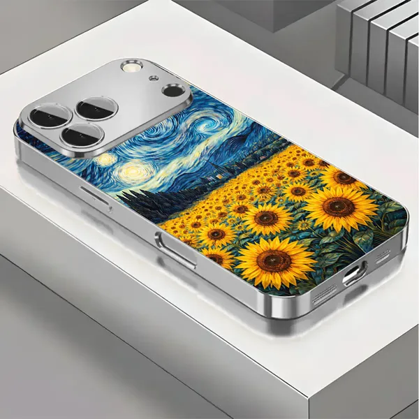 Silver_Starry_Night_Sunflower_Print_Phone_Case