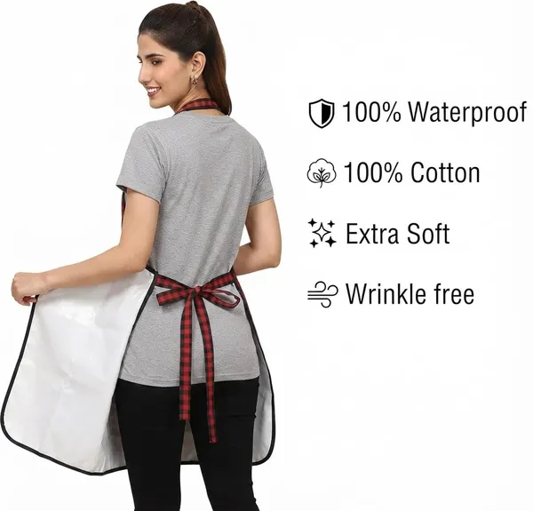 Waterproof_Unisex_Kitchen_Checkered_Design_Apron_With_Front_Centre_Pocket_With_Adjustable_Neck_Strap_Reusable_Protective_Apron_Pack_Of_2_Black_Red