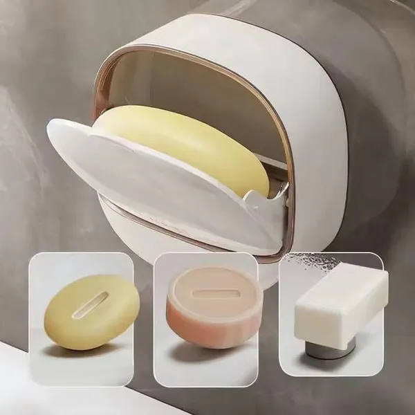 Plastic_Wall-Mounted_Self-Draining_Soap_Dish_With_Storage_Tray_-_Pack_of_2