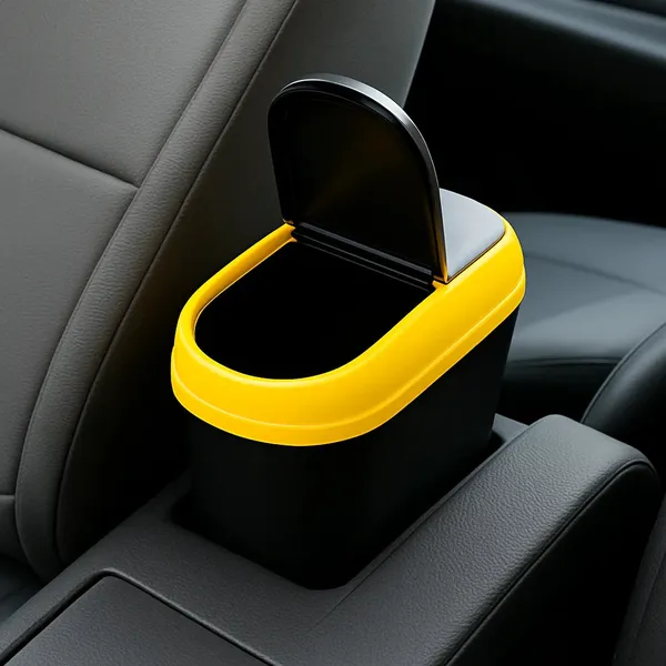 Yellow_Plastic_Flip_Lid_Mini_Car_Trash_Bin