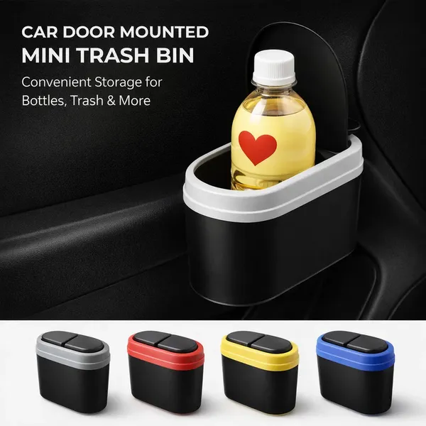 Yellow_Plastic_Flip_Lid_Mini_Car_Trash_Bin