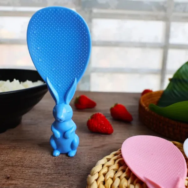 Plastic_Rabbit_Shape_Non-Stick_Standing_Rice_Paddle_Spoon_Pack_of_7