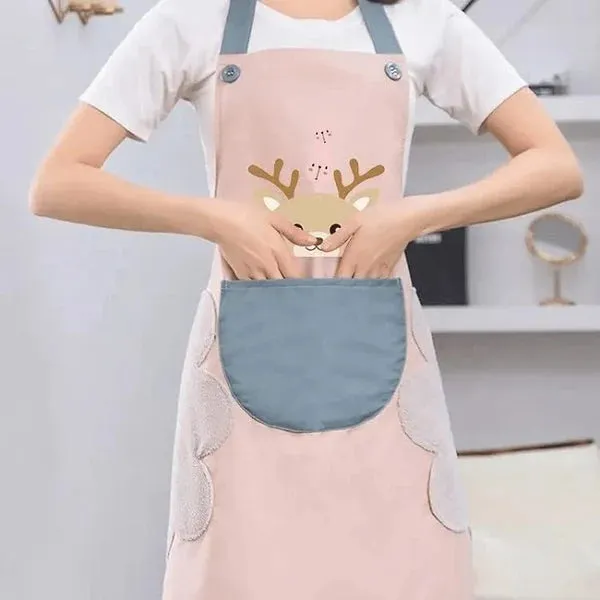Waterproof_Cartoon_Kitchen_Apron_With_Hand_Wipe_Towels_Front_Pocket_Pack_of_2