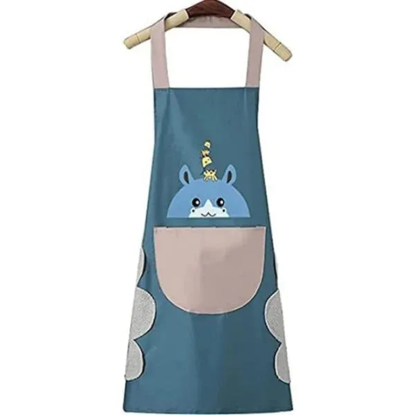 Waterproof_Cartoon_Kitchen_Apron_With_Hand_Wipe_Towels_Front_Pocket_Pack_of_2