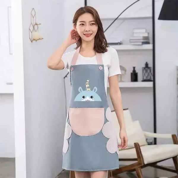 Waterproof_Cartoon_Kitchen_Apron_With_Hand_Wipe_Towels_Front_Pocket_Pack_of_2