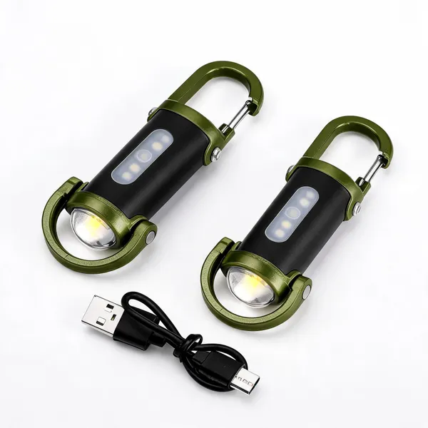 Cob_LED_Usb_Rechargeable_Carabiner_Keychain_Flashlight_-_Pack_of_2