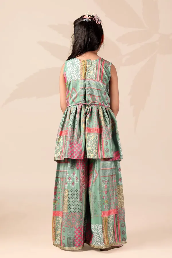 Green_Crepe_Silk_Printed_Kurta_Palazzo_Set_For_Girl