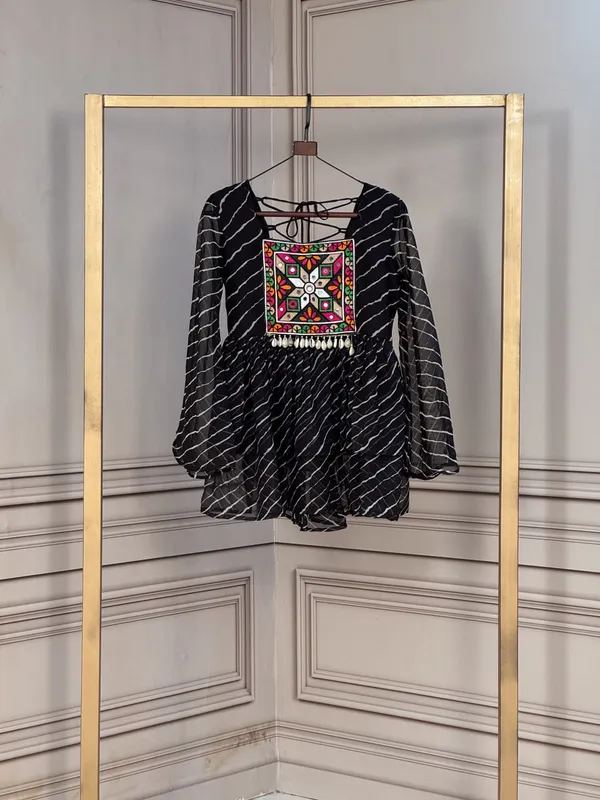 Black_Georgette_Embroidered_Kurti_For_Women