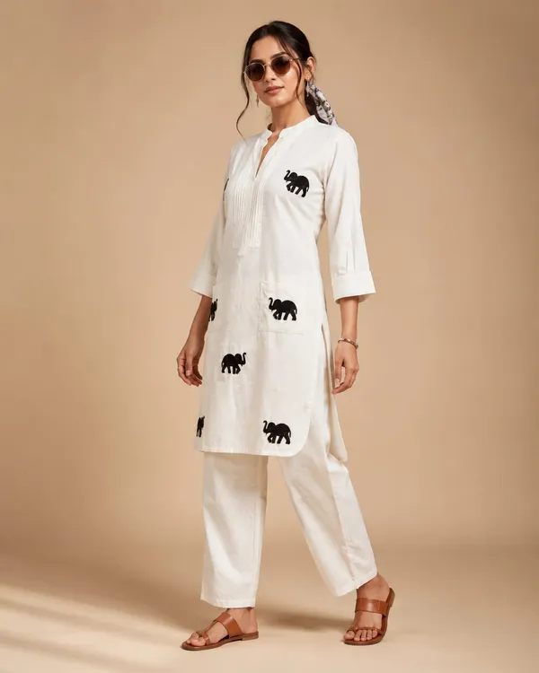 Ivory_Khadi_Cotton_Printed_Straight_Kurta_Pant_Set_For_Women