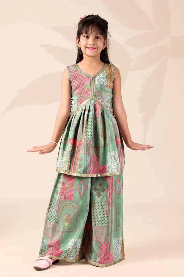 Green_Crepe_Silk_Printed_Kurta_Palazzo_Set_For_Girl