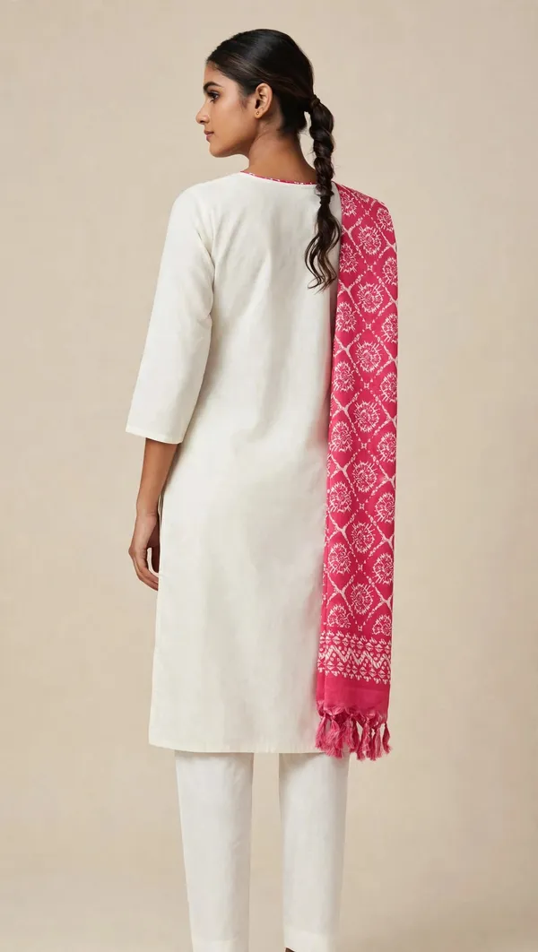 Cream_Khadi_Cotton_Printed_Straight_Kurta_Set_For_Women