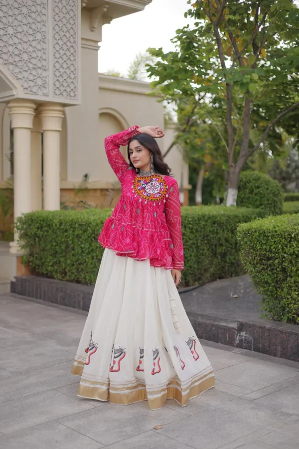 Pink_Georgette_Printed_Flared_Lehenga_Set_For_Women