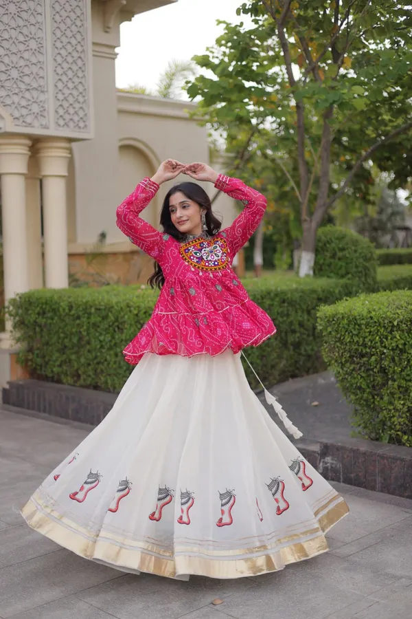 Pink_Georgette_Printed_Flared_Lehenga_Set_For_Women