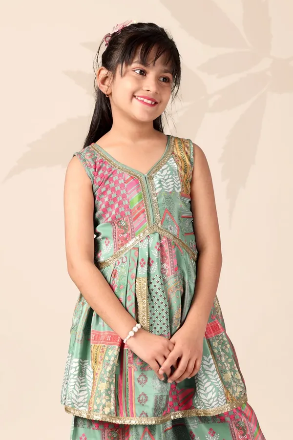 Green_Crepe_Silk_Printed_Kurta_Palazzo_Set_For_Girl