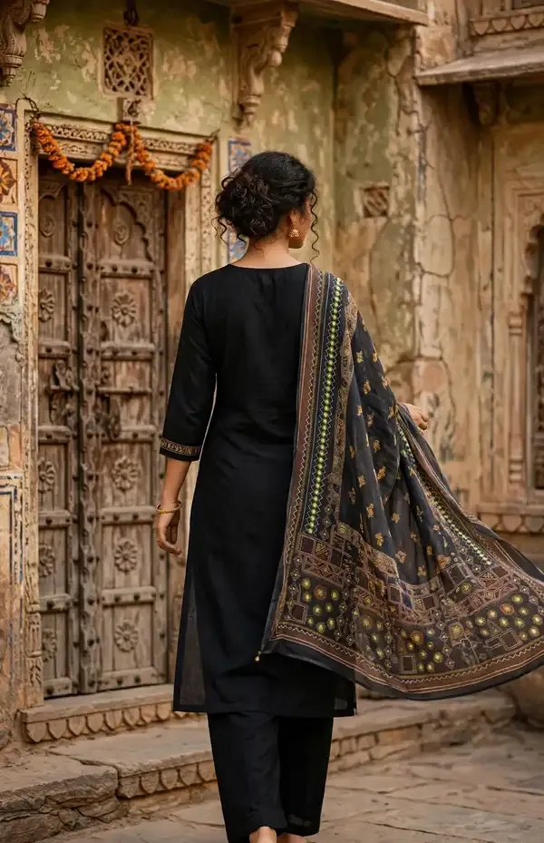 Black_Cotton_Straight_Fit_Salwar_Suit_For_Women