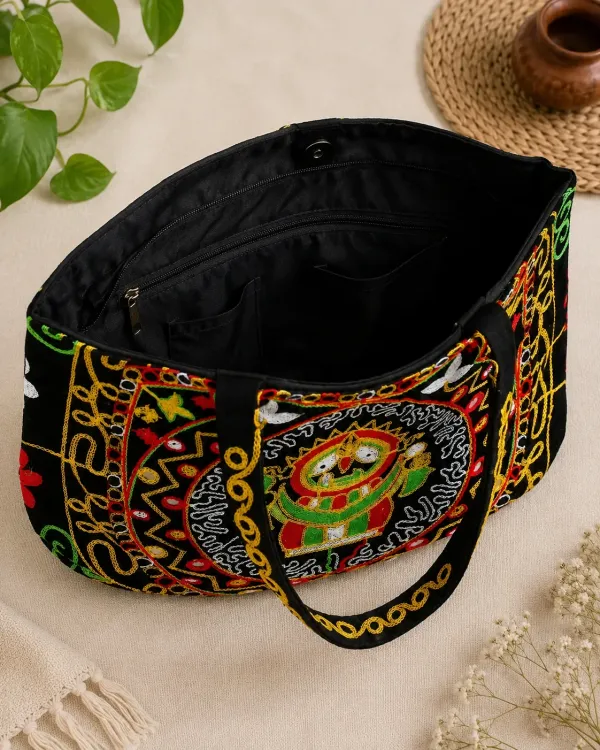 Black_Jute-Cotton_Jagannath_Embroidered_Mirror_Work_Handbag_For_Women