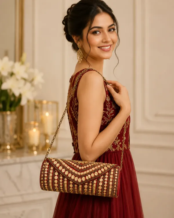 Red_Jute-Cotton_Floral_Beaded_Envelope_Clutch_For_Women