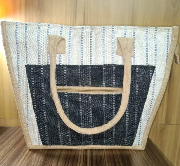 Beige_And_Black_Jute-Cotton_Artisan_Tote_Bag_For_Women