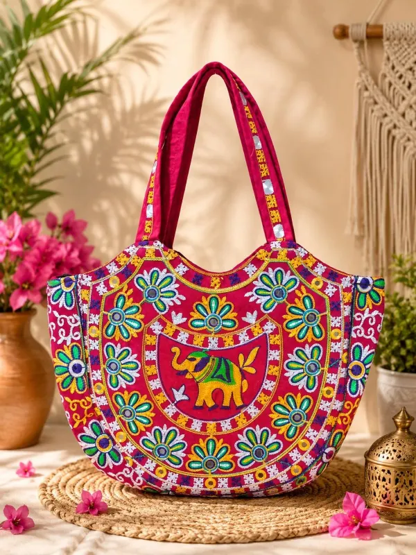 Red_Jute-Cotton_Rajasthani_Embroidered_Matka_Handbag_For_Women