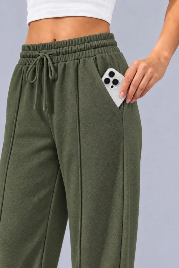 Olive_Green_Wide_Leg_Pants_For_Women